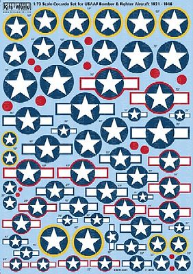 Warbird Cocarde Stars/Bars for USAAF Bombers/Fighters 21-46 Plastic Model Decal Kit 1/72 #172021