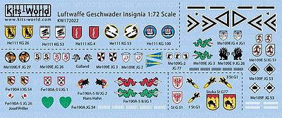 Warbird Luftwaffe Geschwader Insignia (26 Designs) Plastic Model Decal Kit 1/72 Scale #172022