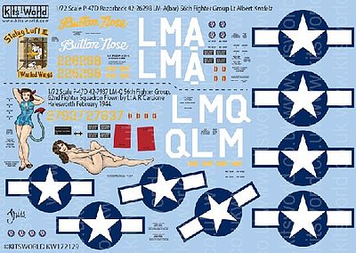 Warbird P47D 56thFG Stalag Luft III, Button Nose, Triss Plastic Model Aircraft Decal 1/72 #172129