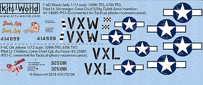 Warbird P51 Shady Lady, Oh Johnie Plastic Model Aircraft Decal 1/72 Scale #172139