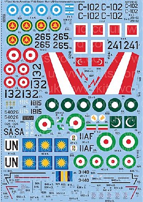 Warbird F86F Sabre Non-US/Commonwealth Operator Plastic Model Aircraft Decal Kit 1/72 Scale #172143