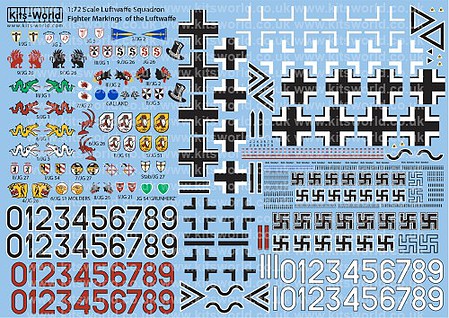 Warbird Luftwaffe Squadron Fighter Markings Plastic Model Aircraft Decal Kit 1/72 Scale #172181