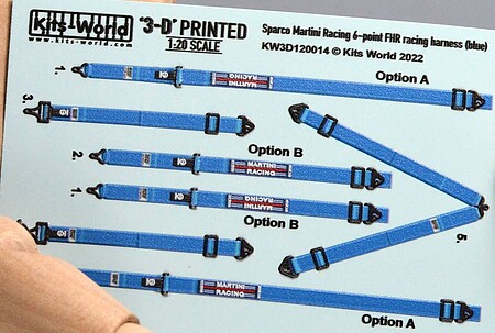 Warbird 1/20 3D Color Sparco Martini 6-Point FHR Racing Seatbelts/Harness Blue