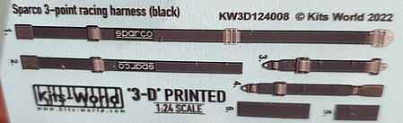Warbird 3D Color Sparco 3Point Racing Seatbelts/Harness Black Plastic Model Decal Kit 1/24 #3124008