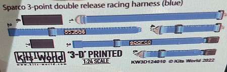 Warbird 3D Color 3-Point Double Release Seatbelt/Harness Blue Plastic Model Acc. Kit 1/24 #3124010