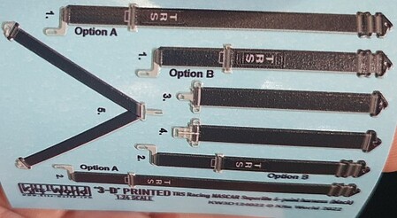 Warbird 3D Color TRS Superlite 6-Point Seatbelts/Harness Black Plastic Model Acc. Kit 1/24 #3124022