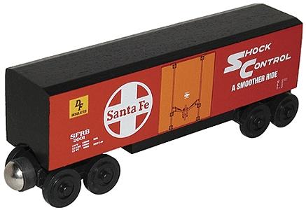 Whittle Wooden Toy Train- Hi-Cube Box Car Santa Fe (red) #100245