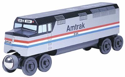 Whittle Wooden Toy Train- F-40PH Passenger Diesel Engine Amtrak #500801