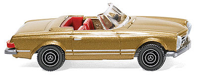 Wiking 1963 Mercedes-Benz 250 SL Convertible Top Down Gold HO Scale Model Railroad Vehicle #14249