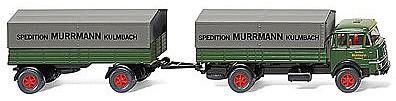 Wiking Krupp 806 Low-Side Truck w/Trailer & Canvas Covers HO Scale Model Railroad Vehicle #48601