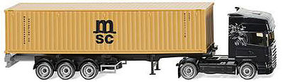 Wiking Scania Cntnr Semi MSC HO Scale Model Railroad Vehicle #52349