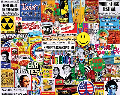 WhiteMount Life in the 60s Iconic Fads & Facts Collage Puzzle (1000pc)