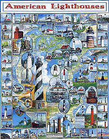 WhiteMount American Lighthouses Collage Puzzle (1000pc)