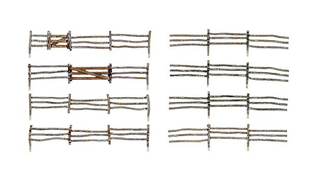 Woodland Log Fence - Kit 192 Scale Total with Gates, Hinges and Planter Pins
