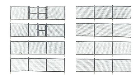 Woodland Chain Link Fence - Kit 192 Scale Total with Gates, Hinges and Planter Pins