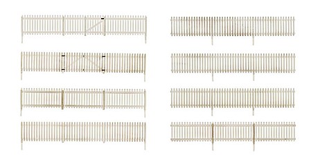 Woodland Picket Fence - Kit 192 Scale Total with Gates, Hinges and Planter Pins - N-Scale