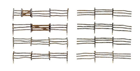 Woodland Log Fence - Kit 192 Scale Total with Gates, Hinges and Planter Pins - O-Scale
