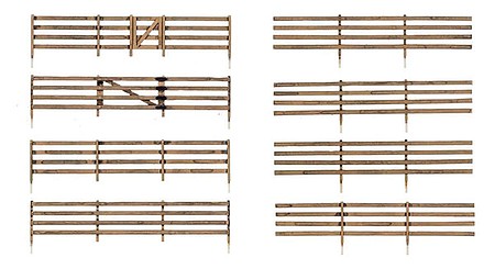 Woodland Rail Fence - Kit 192 Scale Total with Gates, Hinges and Planter Pins - O-Scale