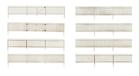 Woodland Picket Fence - Kit 192 Scale Total with Gates, Hinges and Planter Pins - O-Scale