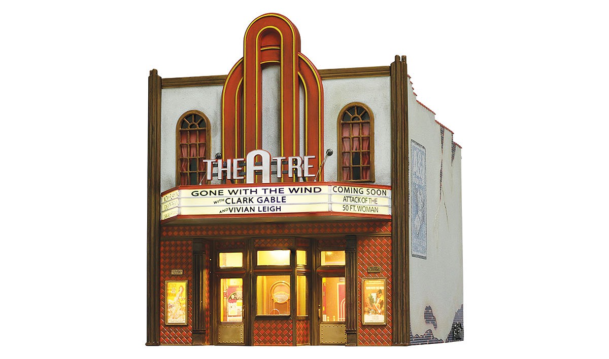 “MOVIE THEATER” O Scale Scratch Built Building Flat-Front w/ LEDs 