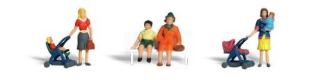 Woodland Scenic Accents Moms & Kids (6) HO Scale Model Railroad Figures #a1832