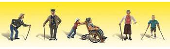 Woodland Physically Challenged (6 Figures w/Walking Aids) HO Scale Model Railroad Figure #a1946