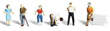 Woodland Ordinary People Various Poses (6) N Scale Model Railroad Figure #a2124