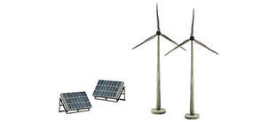 Woodland Scene-A-Rama Scene Setters Alternative Energy Set- Wind Turbines & Solar Panels (2 ea)