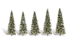 Woodland Snow Dusted Trees 2'' 3.5'' (5) Model Railroad Trees #tr3567