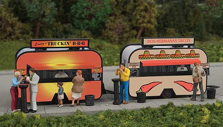 Walthers-Acc BBQ & Taco Food Trailer Kits HO Scale Model Railroad Vehicle #2904