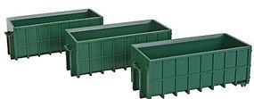Walthers-Acc Green Large Dumpsters (3) Assembled HO Scale Model Railroad Building Accessory #4100