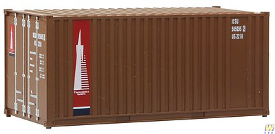 Walthers-Acc 20 Container w/Flat Panel - Assembled TransAmerica (brown, red, blue, white)