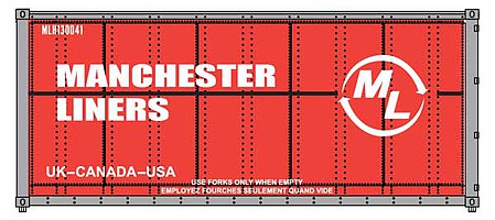 Walthers-Acc 20 Manchester Lines Smooth Side Container HO Scale Model Train Freight Car Load #8656