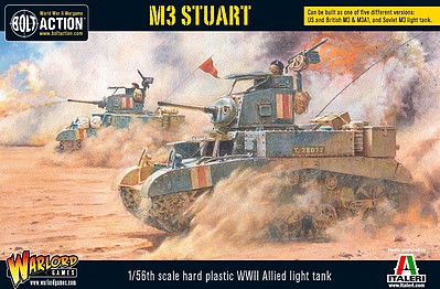 Warlord-Games WWII M3 Stuart Allied Light Tank Plastic Model Tank Kit 1/56 Scale #13002