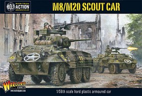 Warlord-Games WWII M8/M20 Greyhound US Scout Car Plastic Model Military Vehicle Kit 1/56 Scale #13005