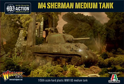 Warlord-Games WWII M4 Sherman US Medium Tank Plastic Model Tank Kit 1/56 Scale #13006