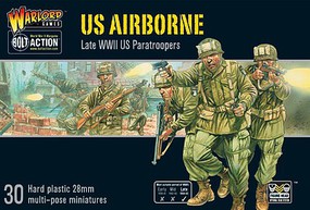 Warlord-Games WWII Late US Airborne Paratroopers (30) Plastic Model Figure Kit 1/56 Scale #13101