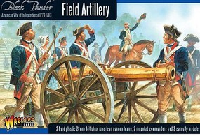 Warload-Games 28mm Black Powder- Field Artillery 1776-1783 (2 Mtd Figs, 2 Casualty Figs, 2 Cannons) (Plastic) (REPLACES AWI02)