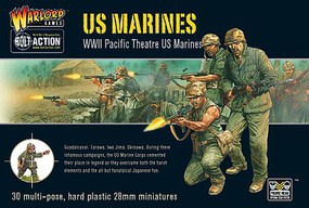 Warlord-Games WWII US Pacific Theatre Marines (30) Plastic Model Figure Kit 1/56 Scale #ai06