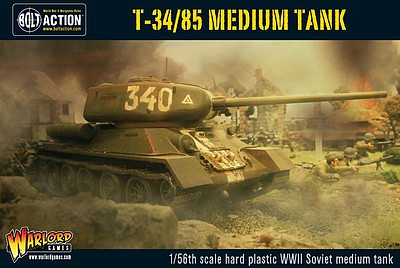 Warlord-Games WWII T34/85 Soviet Medium Tank Plastic Model Tank Kit 1/56 Scale #ri500