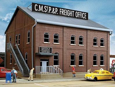 Walthers Brick Freight Office - Kit - 8-13/16 x 9 x 6-1/8 HO Scale Model Railroad Building #2953
