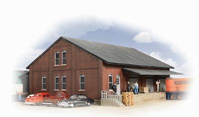 Walthers Brick Freight House - Kit - 9-3/4 x 9-3/8 x 4-3/8 HO Scale Model Railroad Building #2954