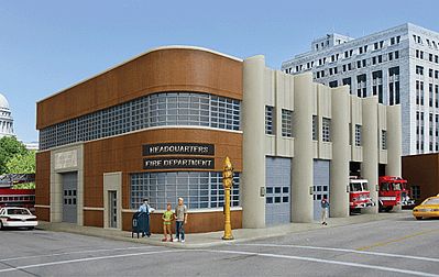 Walthers Fire Department Headquarters - Kit HO Scale Model Railroad Building #3765