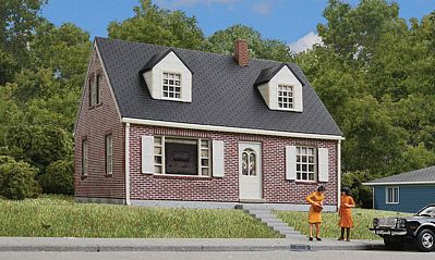 Walthers Brick Cape Cod House - Kit - 4-1/4 x 3-5/8 x 3 HO Scale Model Railroad Building #3774