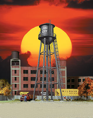 Walthers City Water Tower Black Assembled N Scale Model Railroad Building #3832