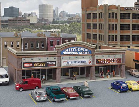 Walthers Modern Shopping Center I Kit - 6-1/4 x 3 x 2-1/8  15.8 x 7.6 x 5.3cm - N-Scale