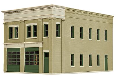 Walthers Two-Bay Fire Station - Kit - 8 x 4-7/8 x 5-1/2 HO Scale Model Railroad Building #4022