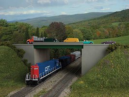 Walthers Modern Steel Highway Overpass with Concrete Sides Kit 12-15/16 x 6-1/4