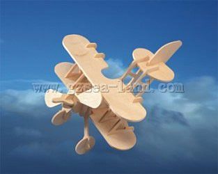 Wood-3D Biplane (9 Wingspan) Wooden 3D Jigsaw Puzzle #1012