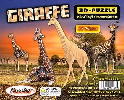 Wood-3D Giraffe (12 Tall) Wooden 3D Jigsaw Puzzle #1113
